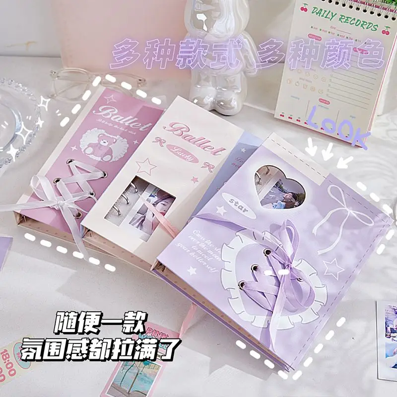 Ballet Ribbon Binder A5 Photocard Collect Book 3inch 4Grid Card Holder Album with 20pcs Pages Girl Gift