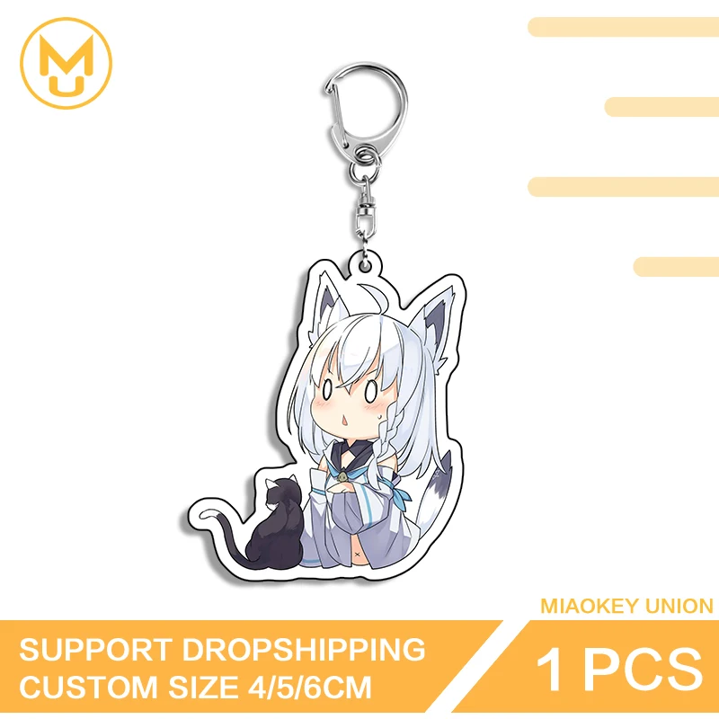 Funny Furry Girl Shirakami Fubuki Vtuber Keyring Hot Selling Acrylic Q Edition Accessories Versatile Fashionable Mini Props