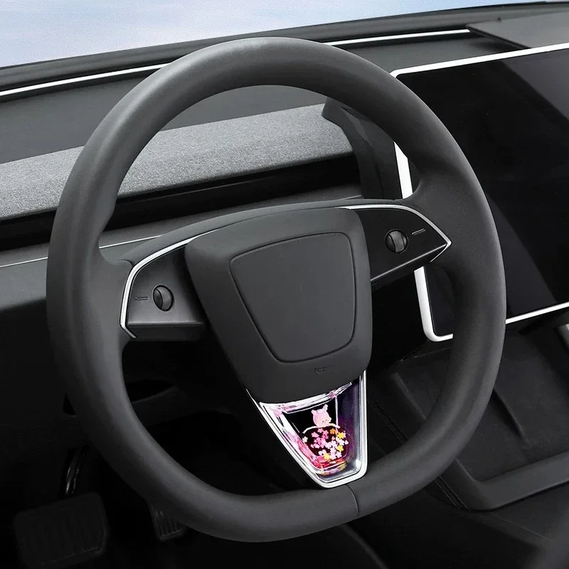 For Tesla New Model 3/Y Car Steering Wheel Dynamic Reflective Shiny Trim Anti-Scratch Interior Mod Car Accessories Modification