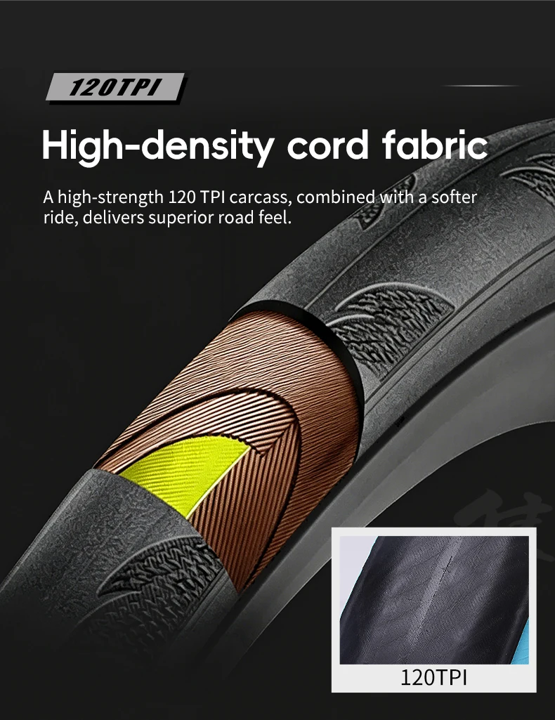 Fahrradreifen 700X 25C 28C 30C KEVLAR Faltbarer Rennrad-Reifen 120TPI Doppelschichtiger Pannenschutz – Detail 8