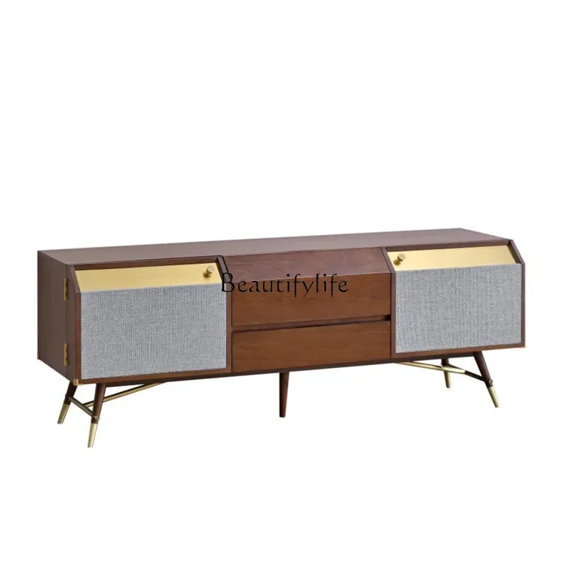 

LD33Nordic light luxury solid wood floor cabinet modern simple small apartment storage TV cabinet