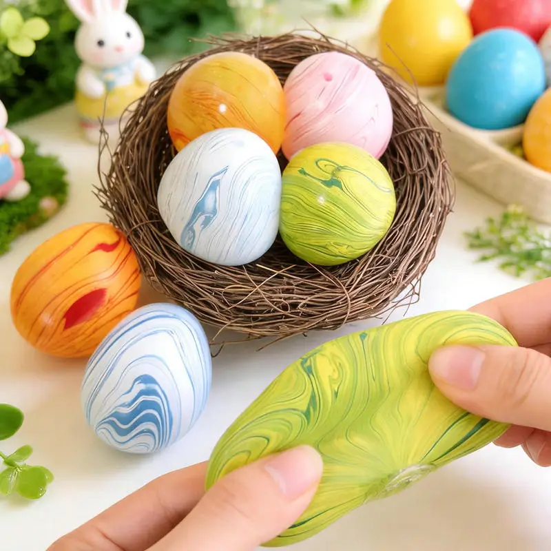 New Trendy Colorful Rhyolite Egg Dough Balls Easter Portable Stress Relief Toy Stretchy Stress Ball Fun Toy Gift