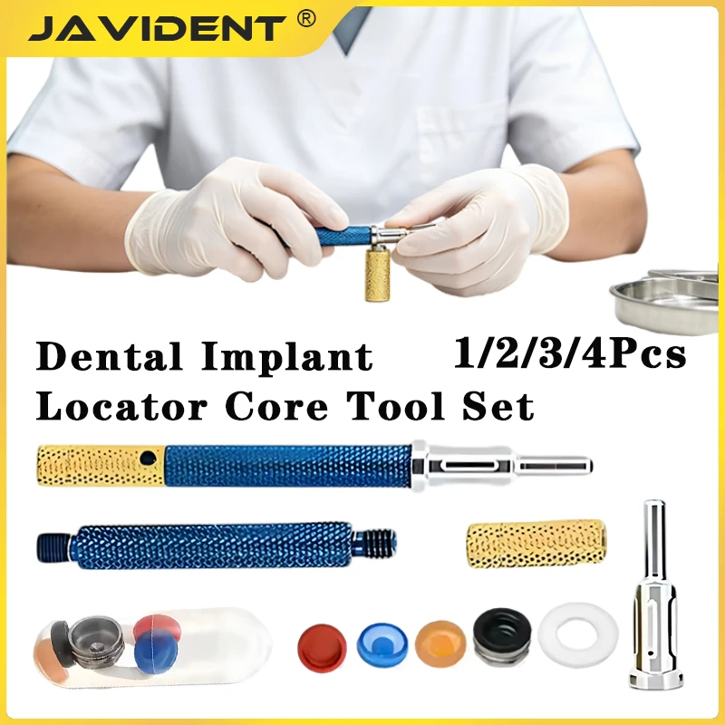 Dental Implant Overdenture Locator Retention Caps Set, Universal 3-in-1 Core Tool Kit for Denture Prosthetic Maintenance