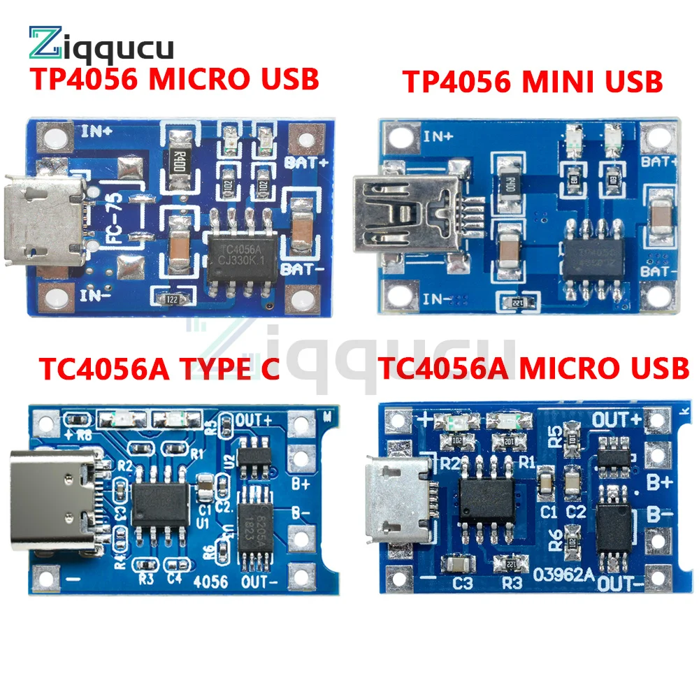 1-10Pcs Micro/Type-c/Mini 18650 TP4056 TC4056A 5V Lithium Battery Charger Module Charging Board With Protection Dual Functions