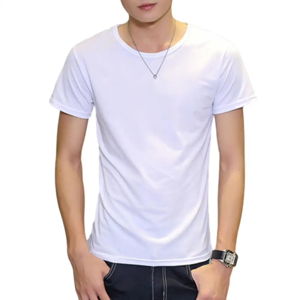 Summer Korean Clothing Breathable Men's Slim Fit T-shirt O Neck Bodycon Large size 3XL Gym Short Sleeve Tee Tops