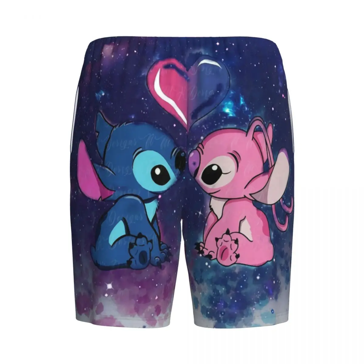 Custom Printed Men Lilo Stitch Cartoon Anime Manga Pajama Bottoms Sleepwear Pjs Sleep Shorts with Pockets