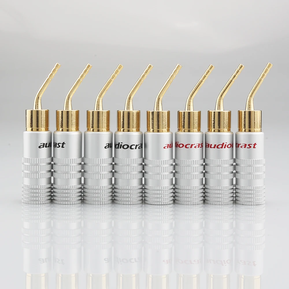 8PCS Audiocrast 2mm Banana Plug Gold Plated Speaker Cable Pin Angel Wire Screws Lock Connector For Musical HiFi Audio