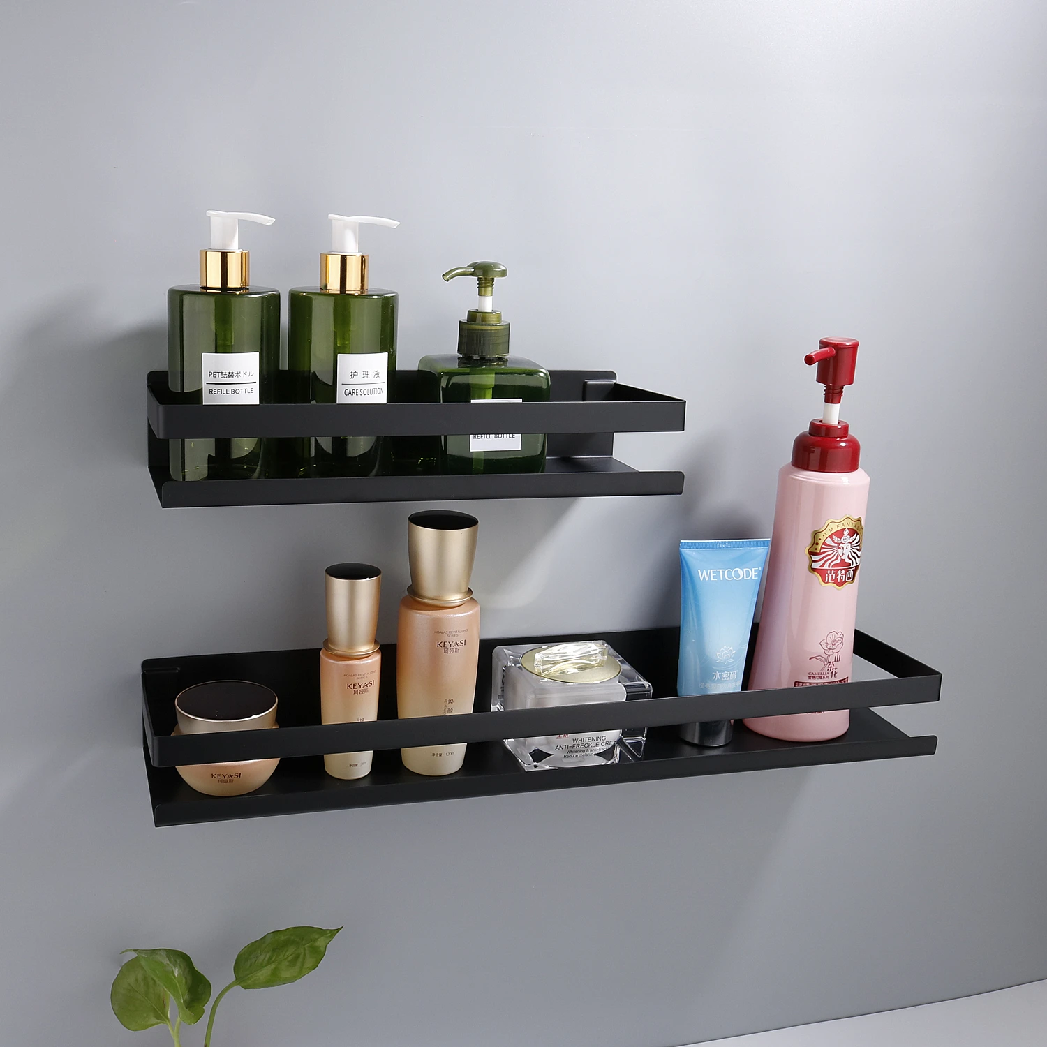 Bathroom Hardware Accessories Matte Black/Brushed Silver Bathroom Corner Shelves Kitchen Wall Shelf Shower Shampoo Storage Rack