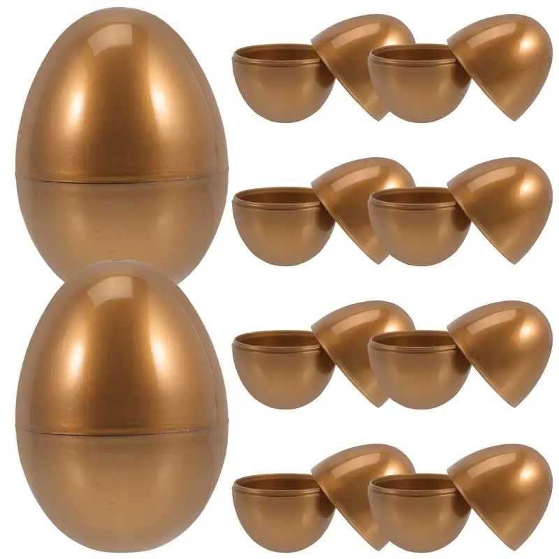 

10pcs Plastic Easter Eggs Fillable Easter Eggs Easter Egg Shape Candy Easter Egg Golden Holiday Party Decorative Eggshell