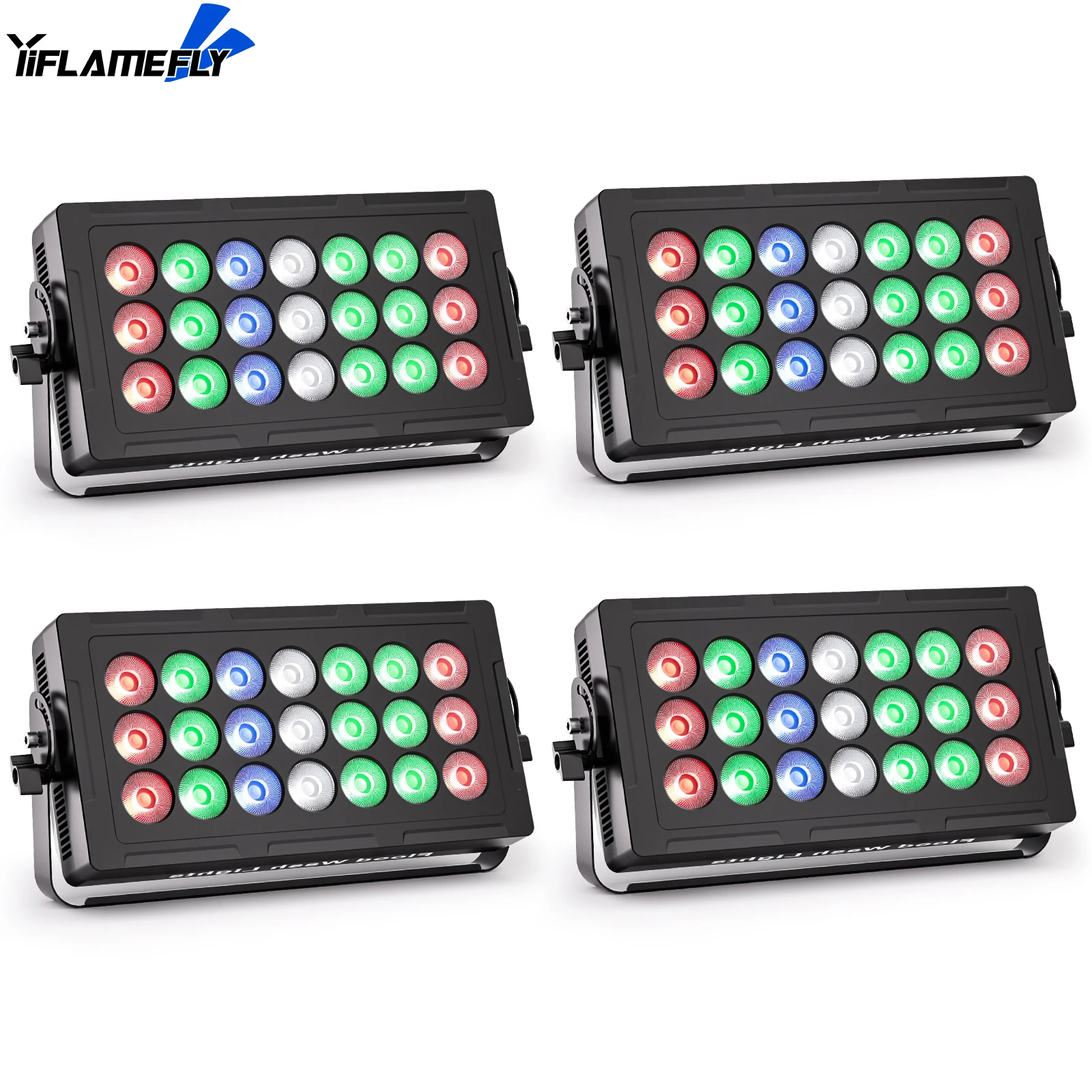 

Yiflamefly 4Pcs RGBW LED Strobe Lights and Wash Light DJ Disco Lights Flash Lighting DMX512 Control for Wedding Birthday Party