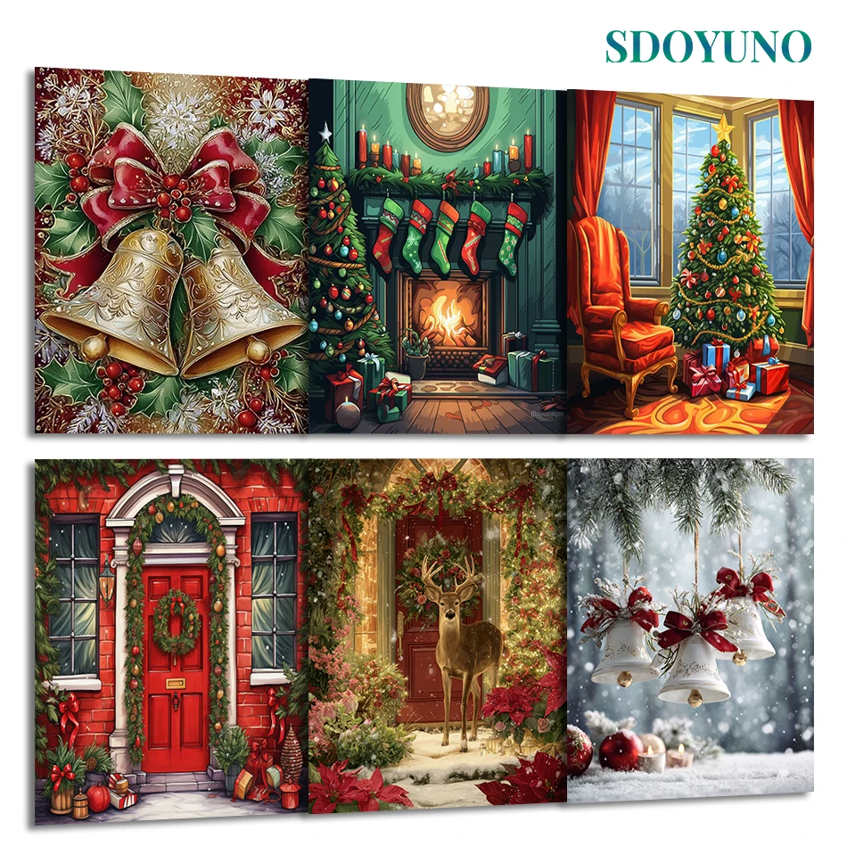 

SDOYUNO Painting By Numbers Draw For Adults Christmas gift Christmas decorations Canvas Picture Drawing Acrylic Paints Wall Art