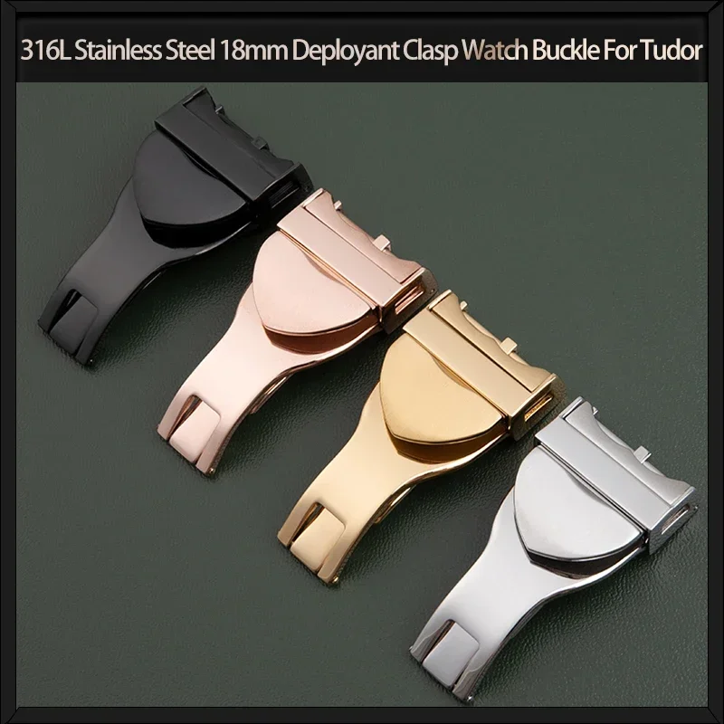 316L Stainless Steel 18mm Deployant Clasp Watch Buckle For Tudor  Strap Leather Rubber Band Replacement Silver Fold Buckle