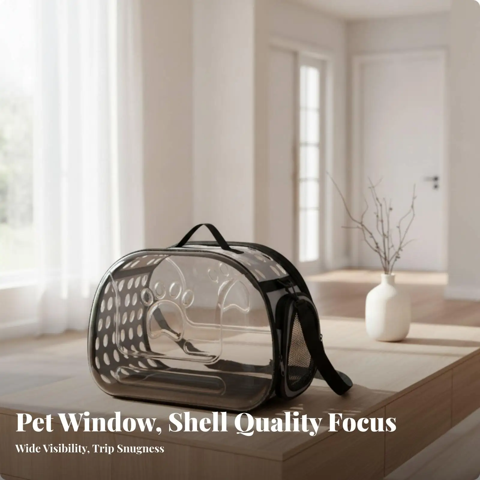 Hard Shell Cat Carrier Backpack for Small Pets with Paw Print Window and Mesh Ventilation for Travel