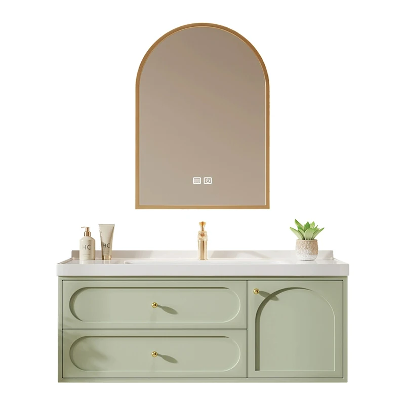

Light green bathroom cabinet high quality wash basin custom size bathroom vanity