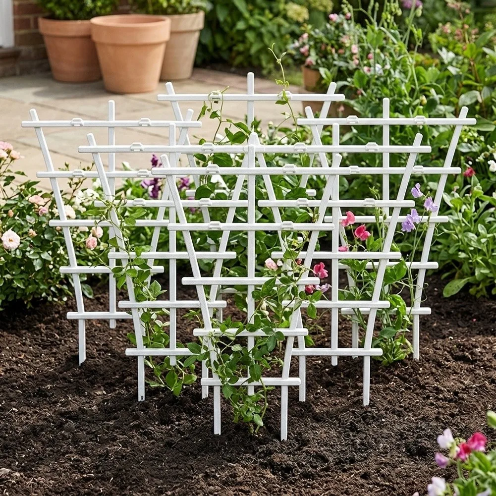 Plastic Plant Trellis 8 Pack with Vertical Support Structure for Climbing Plants Such as Tomatoes Sweet Peas and Flowering Vines