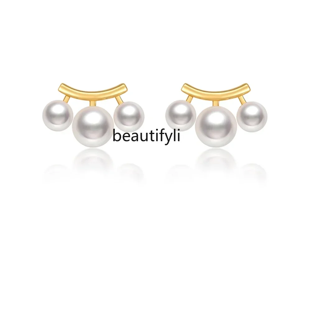 

L11 yj Pearl Stud Earrings for Women Niche Design Earrings Light Luxury Temperament Daily Commuter Earrings