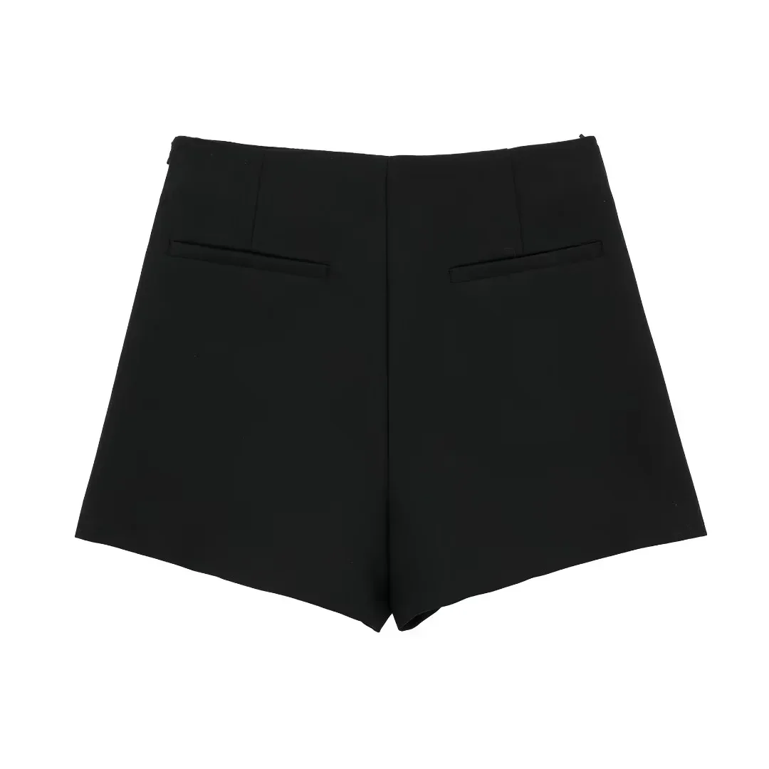 ASDS-Jupe-pantalon taille haute pour femme, mini short avec fermeture éclair, à la mode