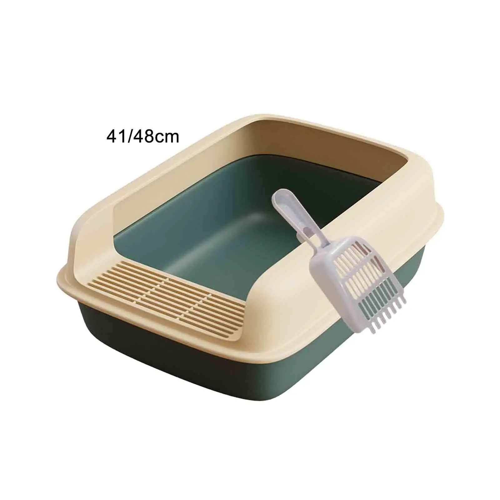 Fully Open Cats Litter Tray with High Side Anti Splashing Cats Potty Toilet Pet Litter Pan for Small Animals Kitty Pet Birthday