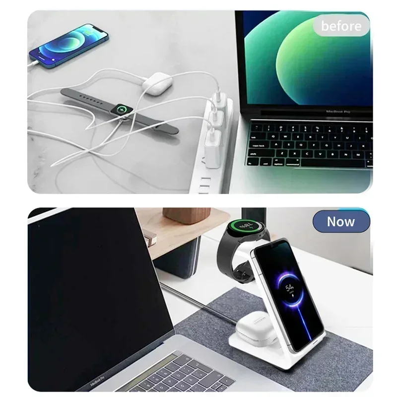 Szybka bezprzewodowa ładowarka VIKEFON do iPhone 16-12, Samsung S20 S21, Apple Watch 8/7, Samsung Galaxy 6/5, stacja ładująca — zdjęcie 7