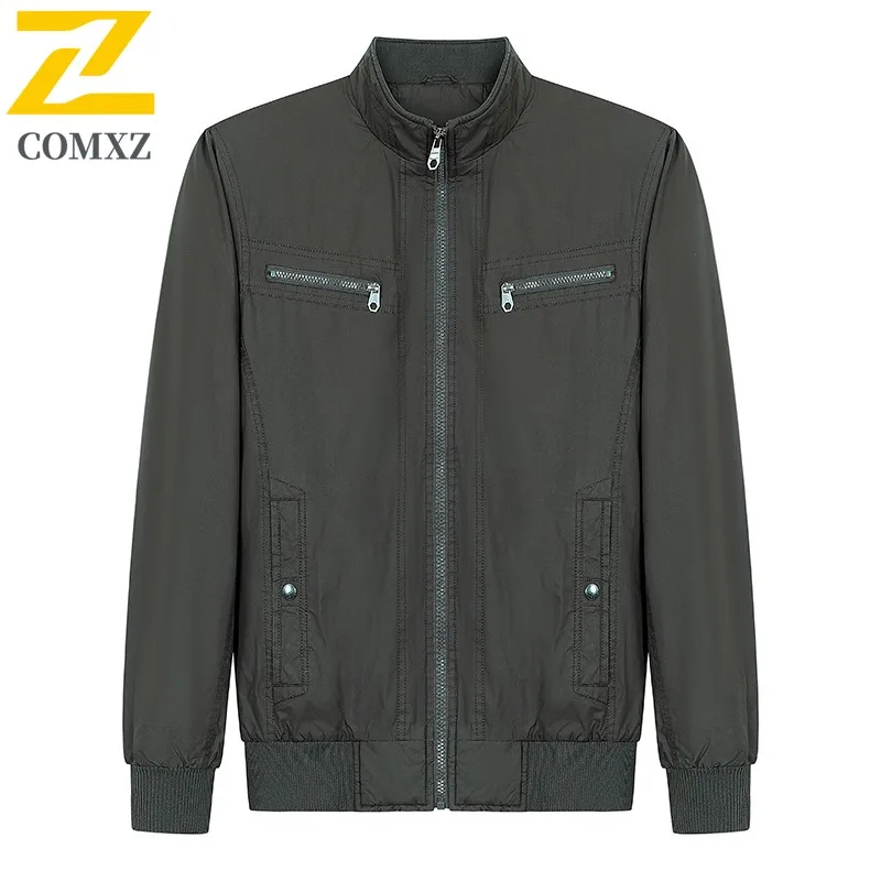 

COMXZ Mens Jacket Casual Stand Collar Outdoor Work Windproof Durable Coat Daily Style Lightweight Autumn Motorcycle Jackets
