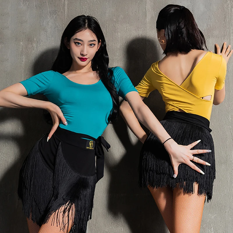 

Women Dance Tops Short Sleeves Summer Latin Dance Clothes Practice Wear Adult Samba Rumba Clothing Modern Dance Shirts BL6809