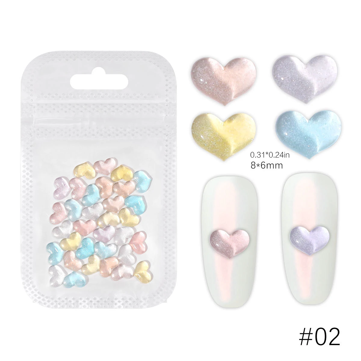 

Nail Art Decoration Transparent Heart Shape Acrylic Love Hearts Shapes For Nail Tips Beauty