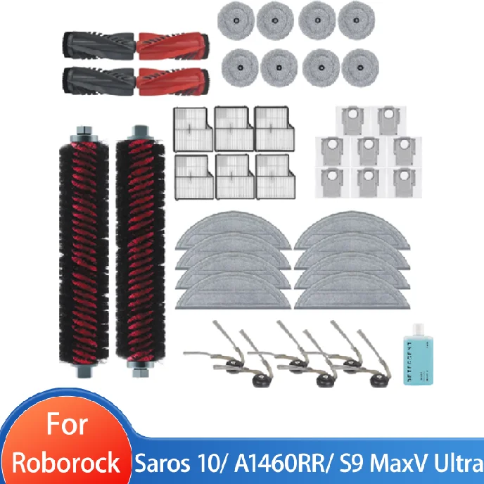 HEPA Filters for Roborock Saros 10/Roborock S9 MaxV Ultra Robot Vacuum Main Side Brushes Mop Cloths  Dust Bags Spare Parts