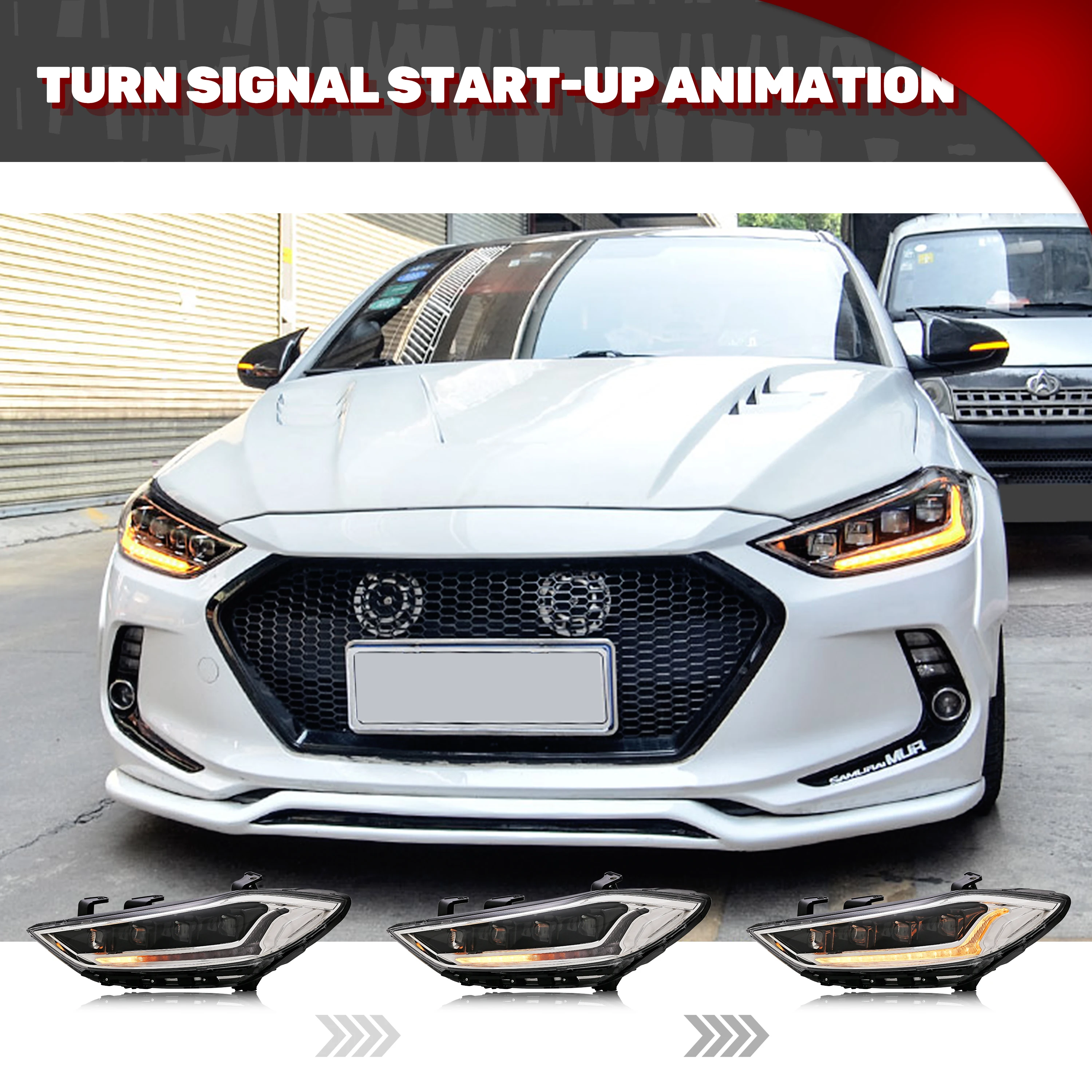 LED Headlights For Hyundai Elantra 2017 2018 With The Start Up Animation Front Lamp Assembly