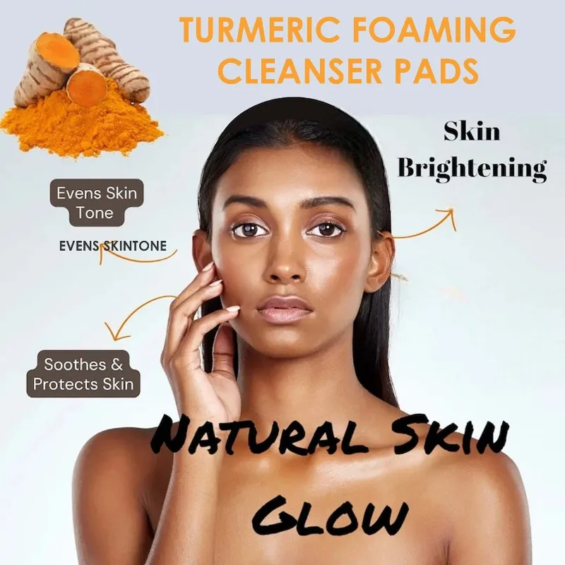 

Очищающие ватные подушечки для куркумы, осветляют цвет лица, уменьшают тусклость, баланс масла и воде и очищают.