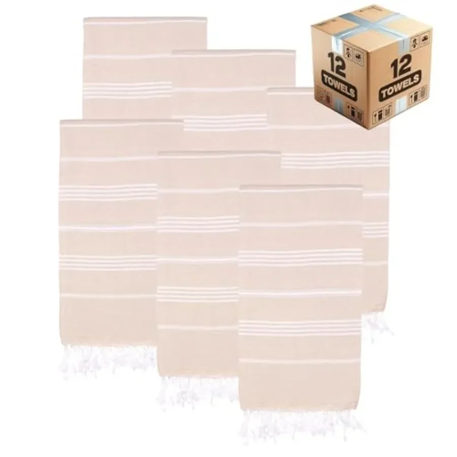 

Turkish Beach Towels Bulk Case of 12 Oversized Quick Dry Sand Free 100 Cotton Beige Ultra-Soft Compact Absorbent Large 38x71 To
