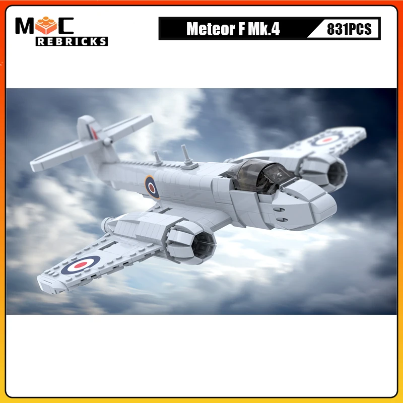 WW2 Serie Militare Armi Meteor F Mk.4 Aereo da Recognizione MOC Building Block Modello FAI DA TE Giocattoli Per Bambini Regali Di Natale