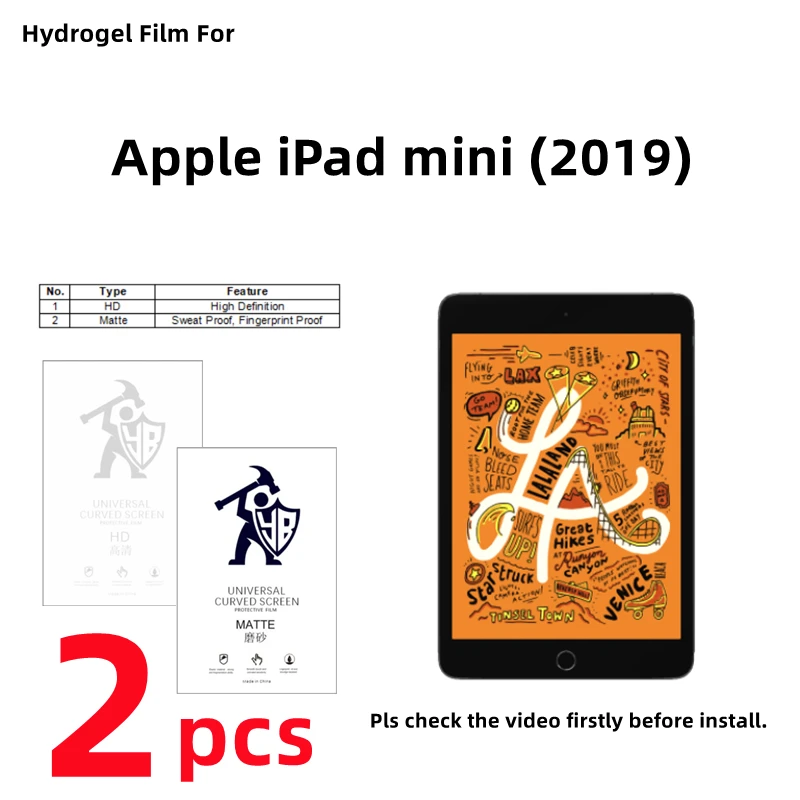 

2pcs HD Hydrogel Film For Apple iPad mini (2019) Matte Screen Protector For iPad mini5 7.9 inches Clear/Frosted Full Cover Film