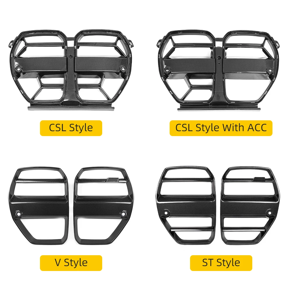 Dry Carbon Fiber Front Grille for BMW G80 G82 G83 M3 M4 2021 + Without ACC Center Mesh Grille