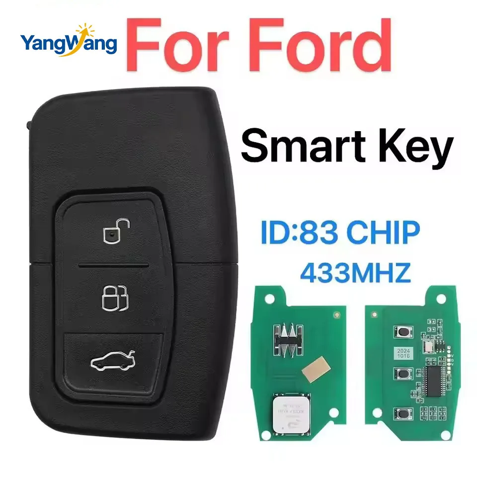 YangWang Keyless Go Smart Card Key For Ford C-Max Focus MK2 Kuga Mondeo Galaxy 3M5T15K601-DC/DB 433.92MhzID46 PCF7952 4D63 Chip