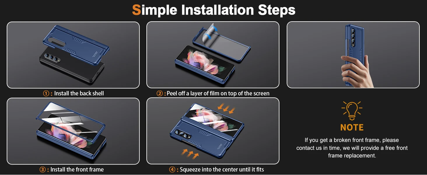 Stoß feste schlanke Hülle für Samsung Galaxy Z Fold 3 4 5 Scharnier Schutzhülle mit verstecktem Ständer eingebauter HD-Displays chutz – Detail 16