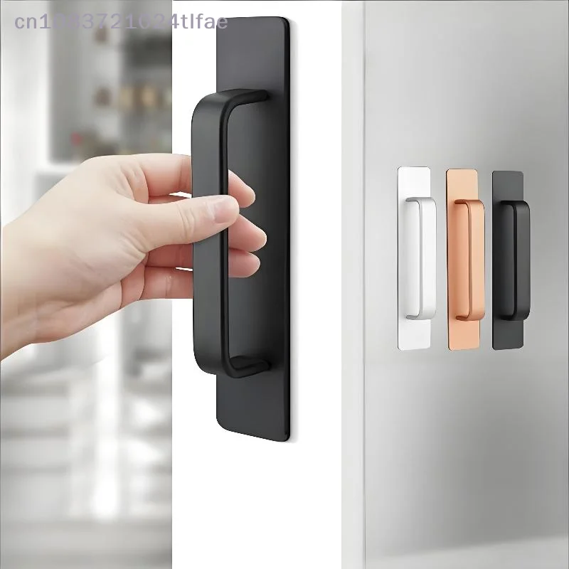 Self-Stick Adhesive Cabinet Handles Aluminum Alloy No-Drilling Easy Installation For Cabinet Door Window Drawer Refrigerator