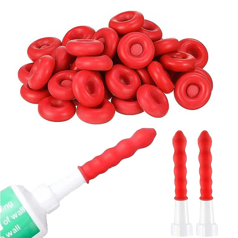 10pcs Caulk Cap Glass Glue Tip Sealing Cap Barrel Glue Mouth Protective Cover Caulking Gun Nozzles Cap Red Caulk Saving Cap