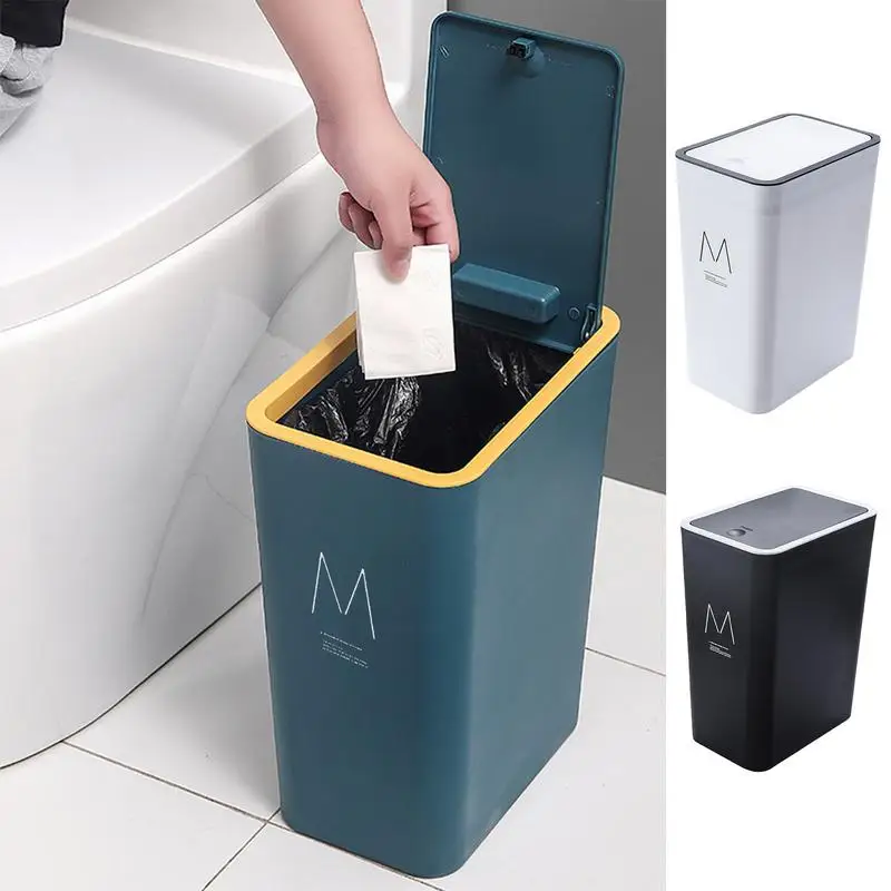 

10/15L Household trash can with Lid press seal large capacity Bathroom Kitchen Trash Bin Living Room Bedroom Simple Garbage