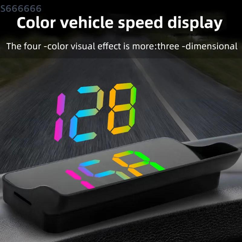 متعدد الألوان؛ مناسبة للسيارات والشاحنات On-Dash Digital Speed HUD مع GPS