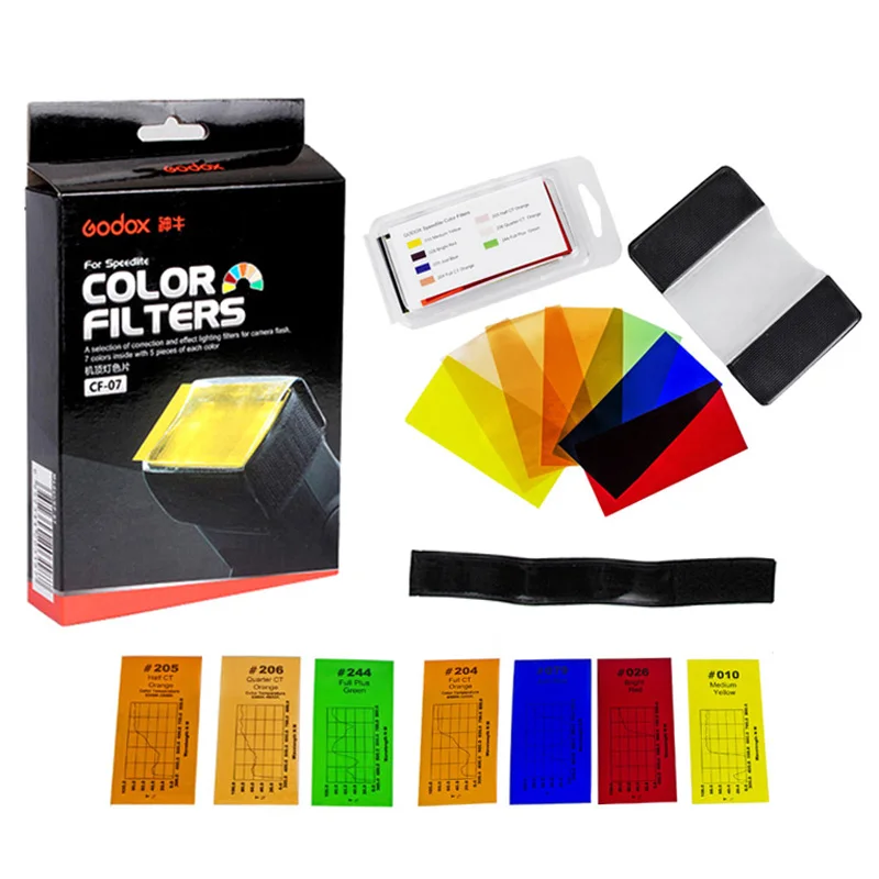 Godox CF-07 Speedlite Color Filter Kit Photography Gels Filters Set Universal for Canon Nikon Sony SLR Camera Flash Light