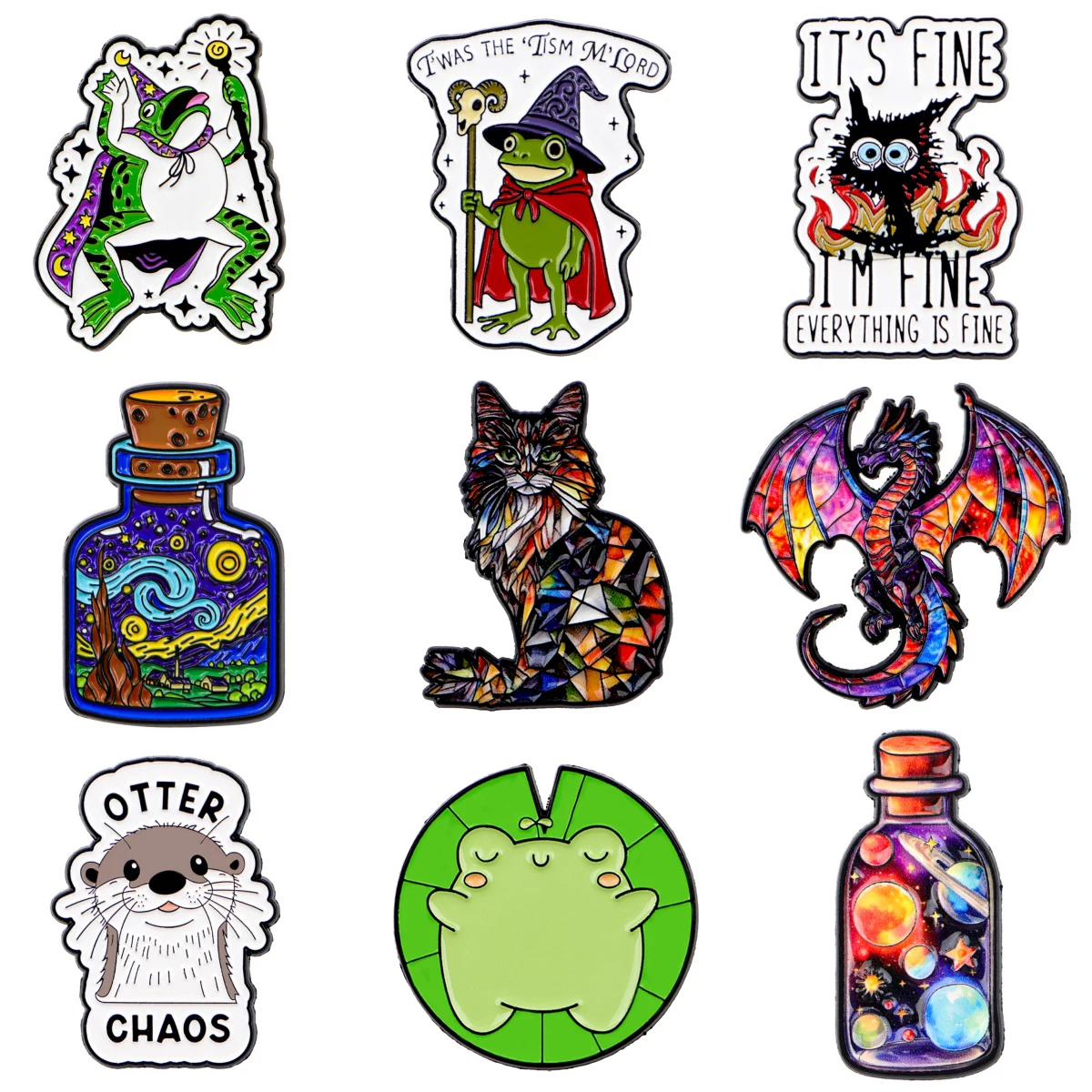 فان جوخ السماء المرصعة بالنجوم المينا دبوس الكرتون الضفدع بروش ل معطف المرأة دبابيس شارات التلبيب الموضة مجوهرات هدية للأصدقاء