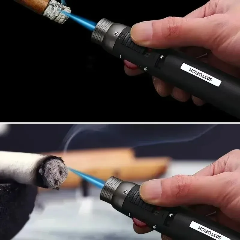 Honest Turbo Dual Jet Butane Lighter Windproof Blue Flame Metal Torch for Cigar Welding Tactical Outdoor Multi-Purpose Survival