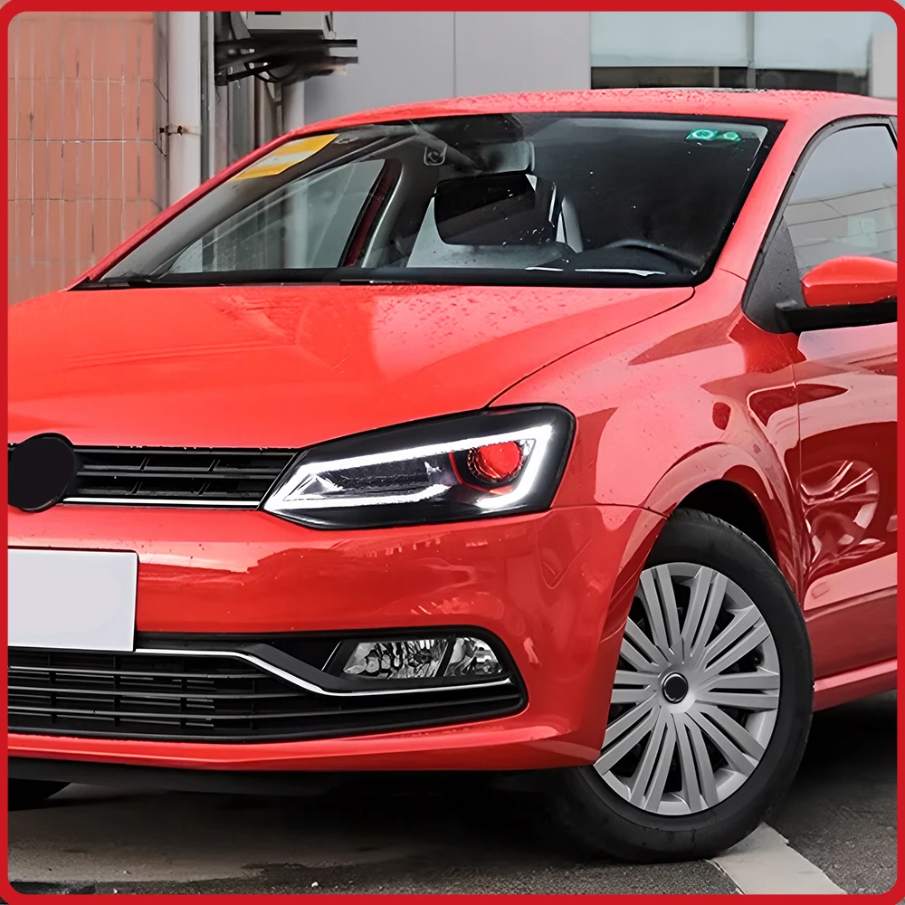 

Car Front lamps for Volkswagen Polo 2011-2017 Headlights Assembly Upgrade LED High Quality RED Eyes Style Plug and Play