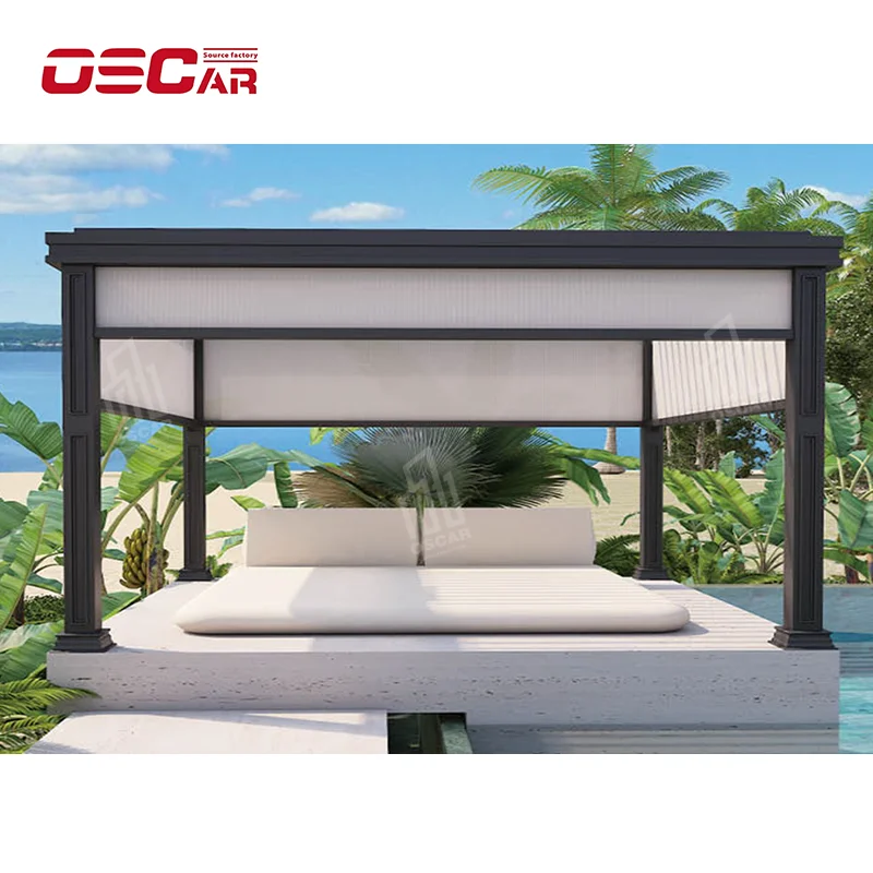 Factory Wholesale 3x3 3x4 4x4 6x4m Modern Outdoor Bioclimatic Garden Aluminium Louvered Motorized Screen Jardin Pergola