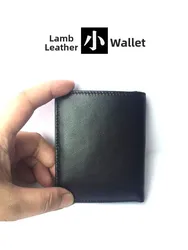 Ultra-Thin  Genuine Leather Short Wallet Soft Sheepskin Driver License Card Holder Silver Women's Ticket Clip Men's Wallet