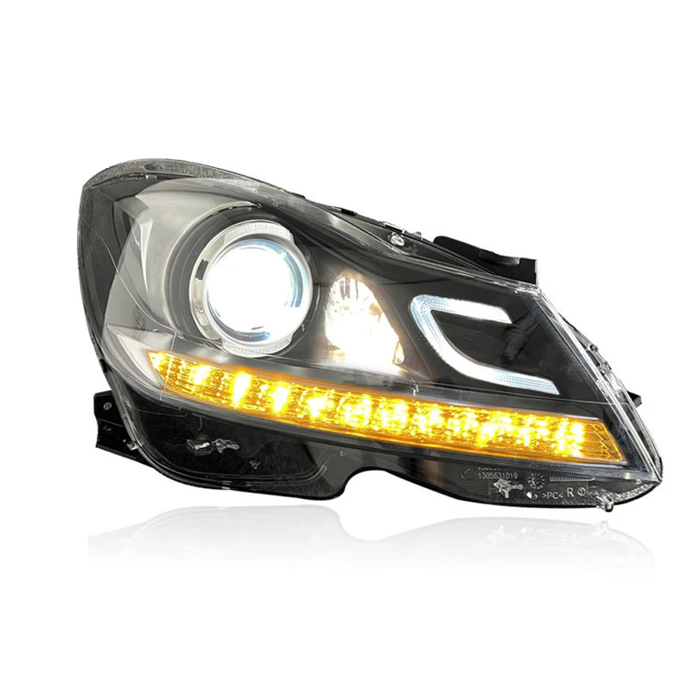 سيارة LED المصباح لبنز C الفئة W204 2011-2014 C180 C200 C260 DRL بدوره إشارة الجبهة أضواء مصابيح + ثنائية زينون العارض عدسة