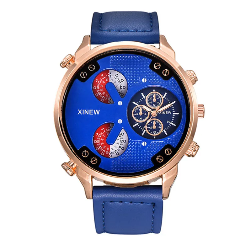Relogio Masculino Men XINEW Brand Watches Reloj Hombre Students Boys Fashion Leather Band Gifts Quartz Watch Black Montre Homme