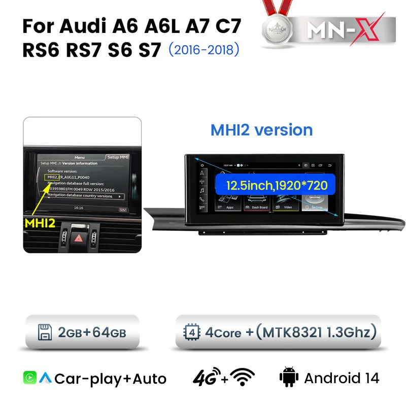 Navifly MNX 12.3inch Android13 Car System for  A6 A6L A7 C7 RS6 RS7 S6 S7 2012-2018 Support DSP+AMP 4GLte+wifi
