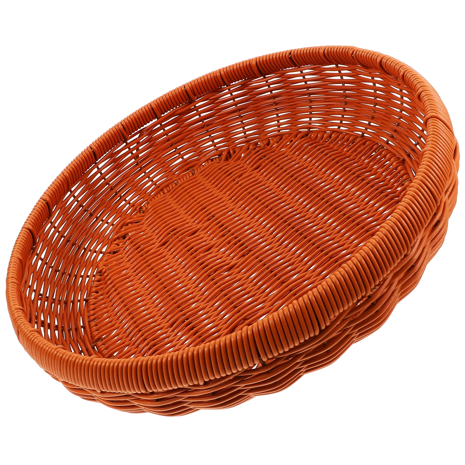 

Imitation Rattan Bread Display Basket Storage Container Light Brown Iron For Shelves Plastic Woven Fruit Basket Creative