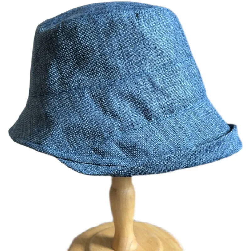 

High Quality Imitation Linen Fisherman Hat Basin Hat Short Brimmed Hat Summer Light Breathable Sunscreen Hat Women Mz138